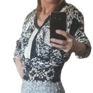 Versace Black and White Silk/cotton/leather Women's Sweater